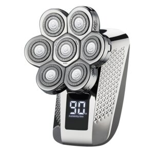 5-in-1 Electric Head Razor for Bald Men – 7D Rotary, IPX6 Wet/Dry, Beard Trimmer + 3 Combs