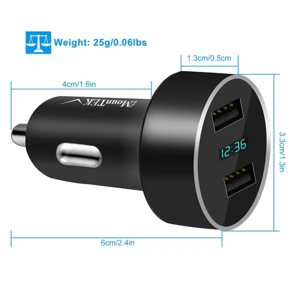 Dual USB Car Charger Adapter Aluminum Alloy Fast Car Charging - Image 3