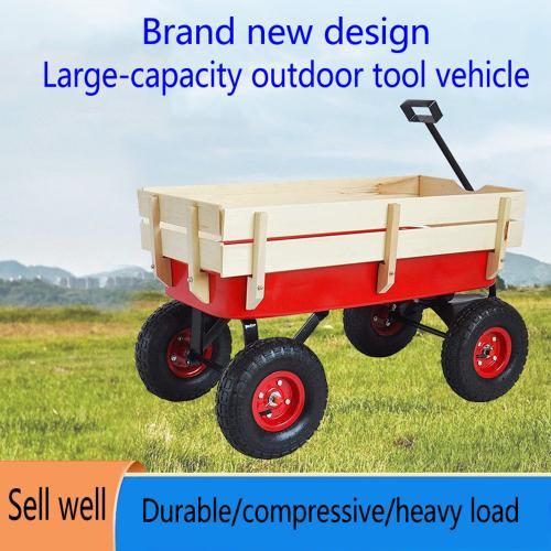 Outdoor Sports Tools Wooden Side Panel Pneumatic Tire Wheelbarrow - Image 2