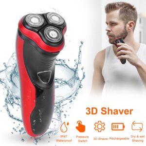IPX7 Waterproof 2-in-1 Electric Shaver – 3D Rotary & Beard Trimmer for Men