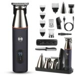 1Set IPX5 Waterproof Beard Trimmer for Men, 5-in-1 Electric Razor & Grooming Kit for Face, Nose, Body (Cordless)