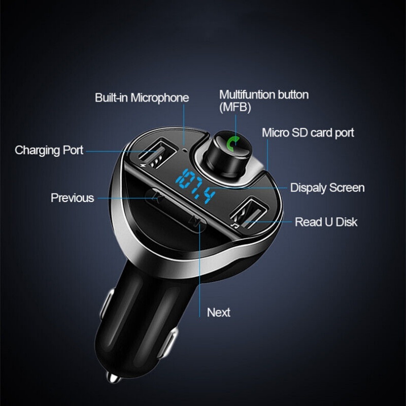 Car Bluetooth T20 Hands-free FM Transmitter MP3 Player Phone Charger - Image 7