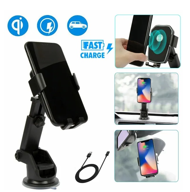 Qi Wireless Fast Charging Car Charger Mount Holder Stand 2 In 1 For Cell Phone - Image 2