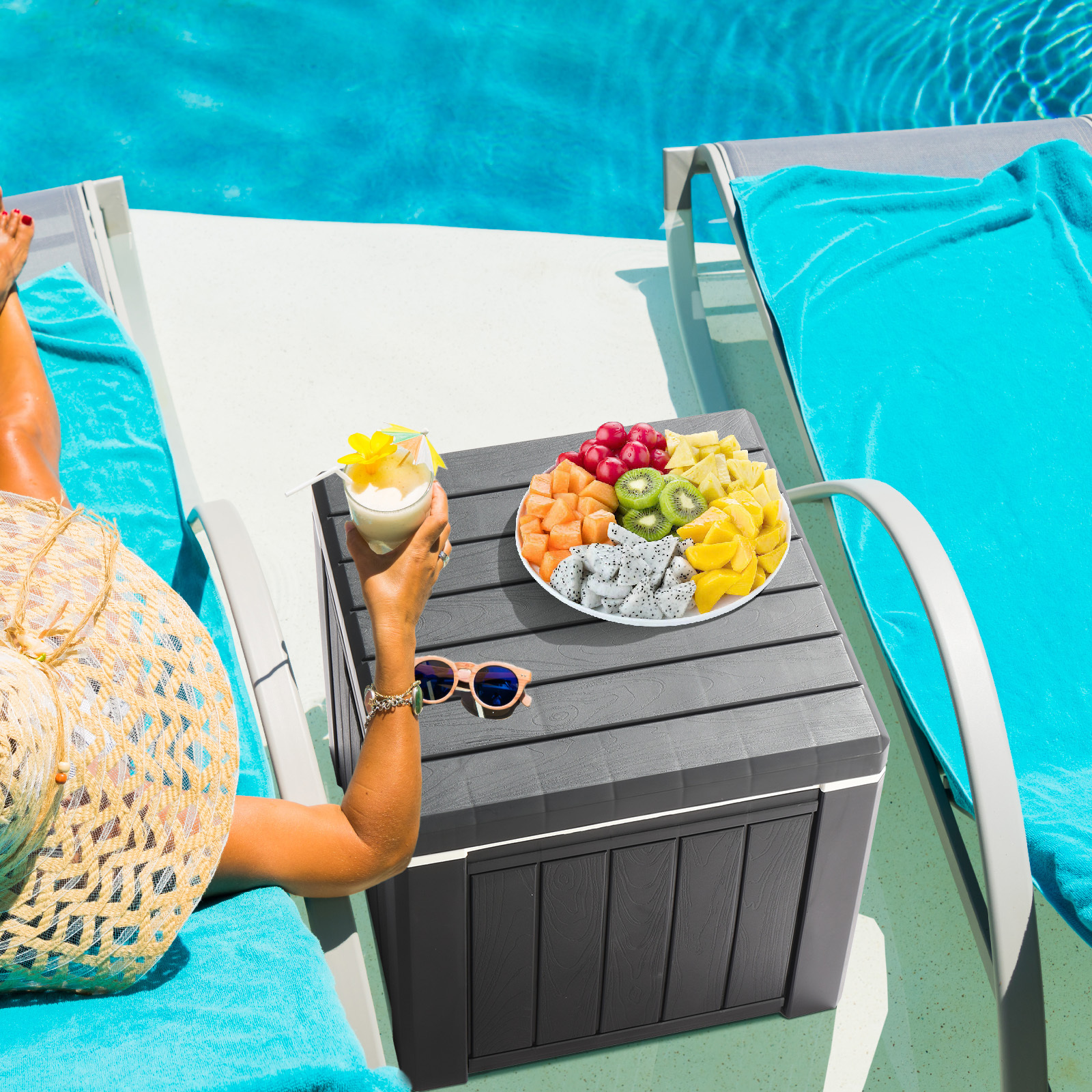 Multi-purpose Ice Cooler Outdoor Cocktail Side Table For Camping - Image 8