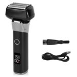 Men's 5-Blade Wet & Dry Foil Razor – IPX6, LED Display, Sideburn Trimmer