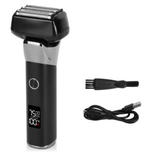 Men's 5-Blade Wet & Dry Foil Razor – IPX6, LED Display, Sideburn Trimmer