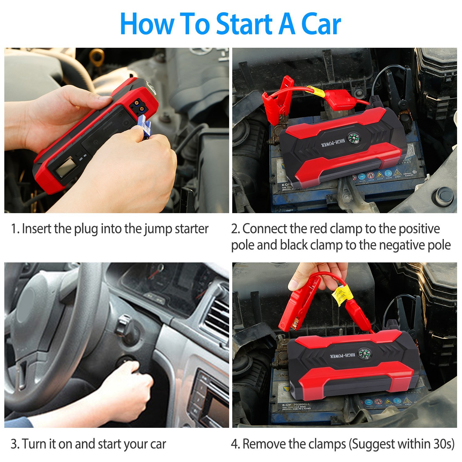 1Pc 4-in-1 Cordless Car Vacuum & Tire Inflator – 150PSI, LED Light, Digital Display - Image 4