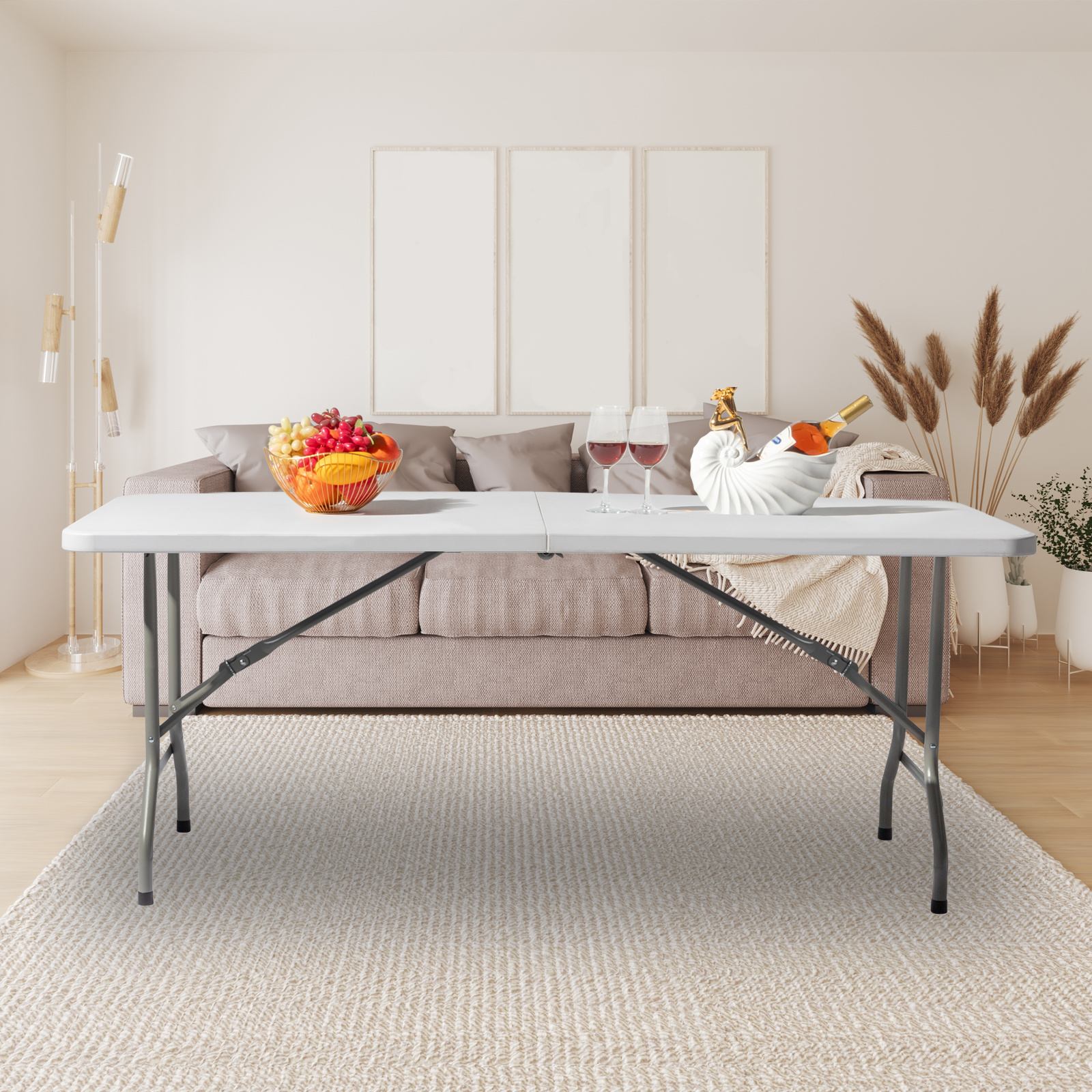 Lightweight Plastic Folding Rectangular Table For Outdoor Lounging - Image 2